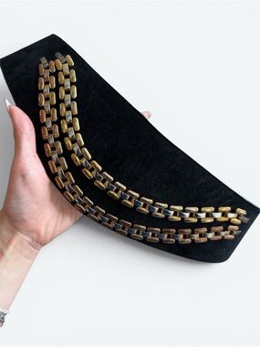 1980s/90s Anne Klein Suede + Chain Belt